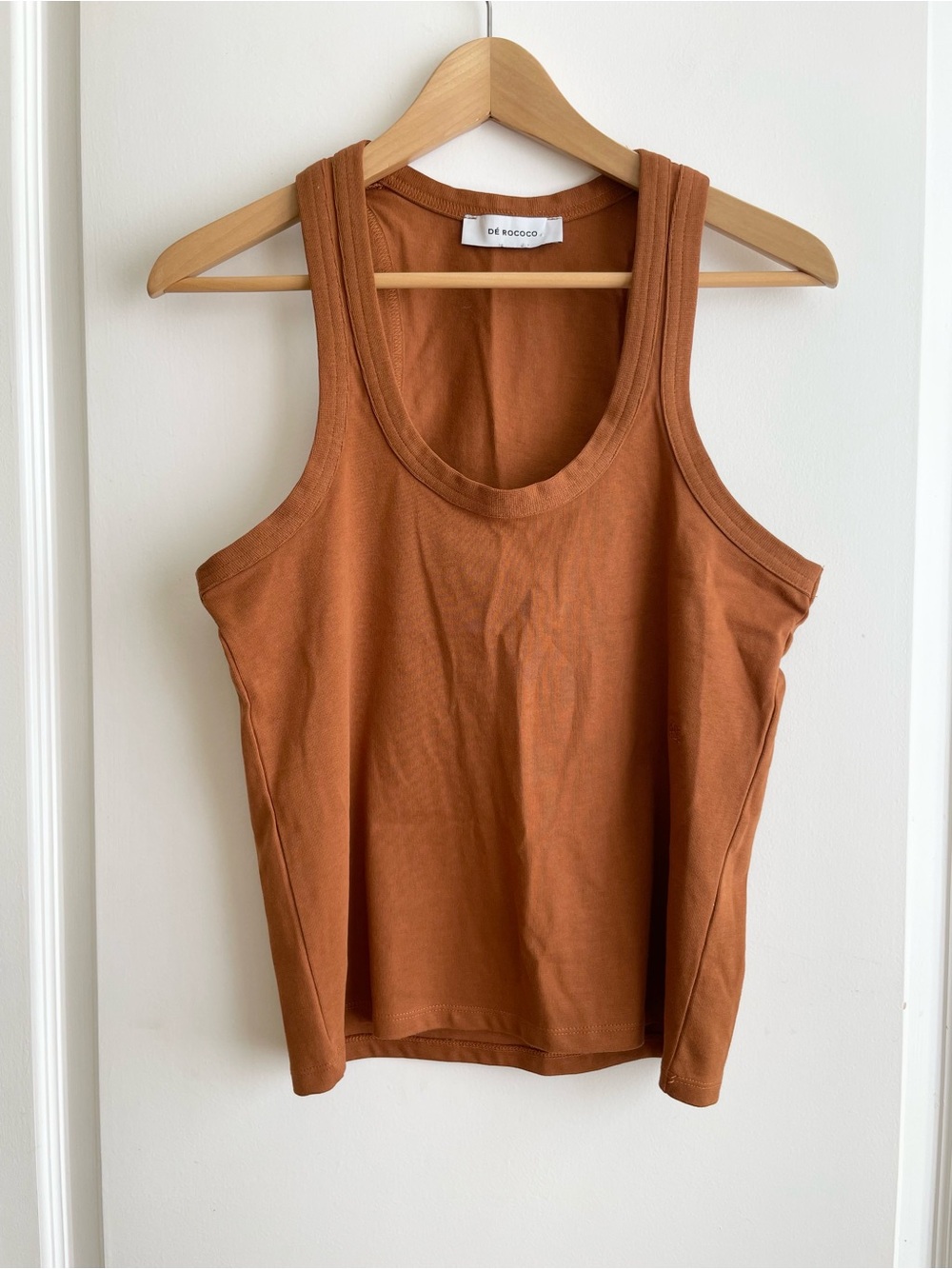 De Rococo Womens Cotton Deep Scoop Rust Colored Tank Top Size XS 100% Cotton